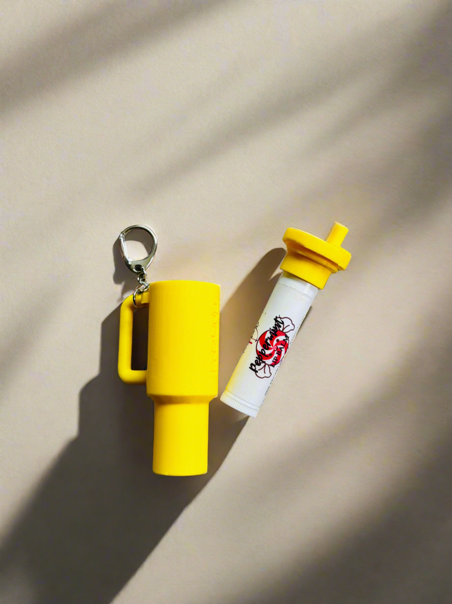 Tumbler Style Lip Balm Holder Keychain